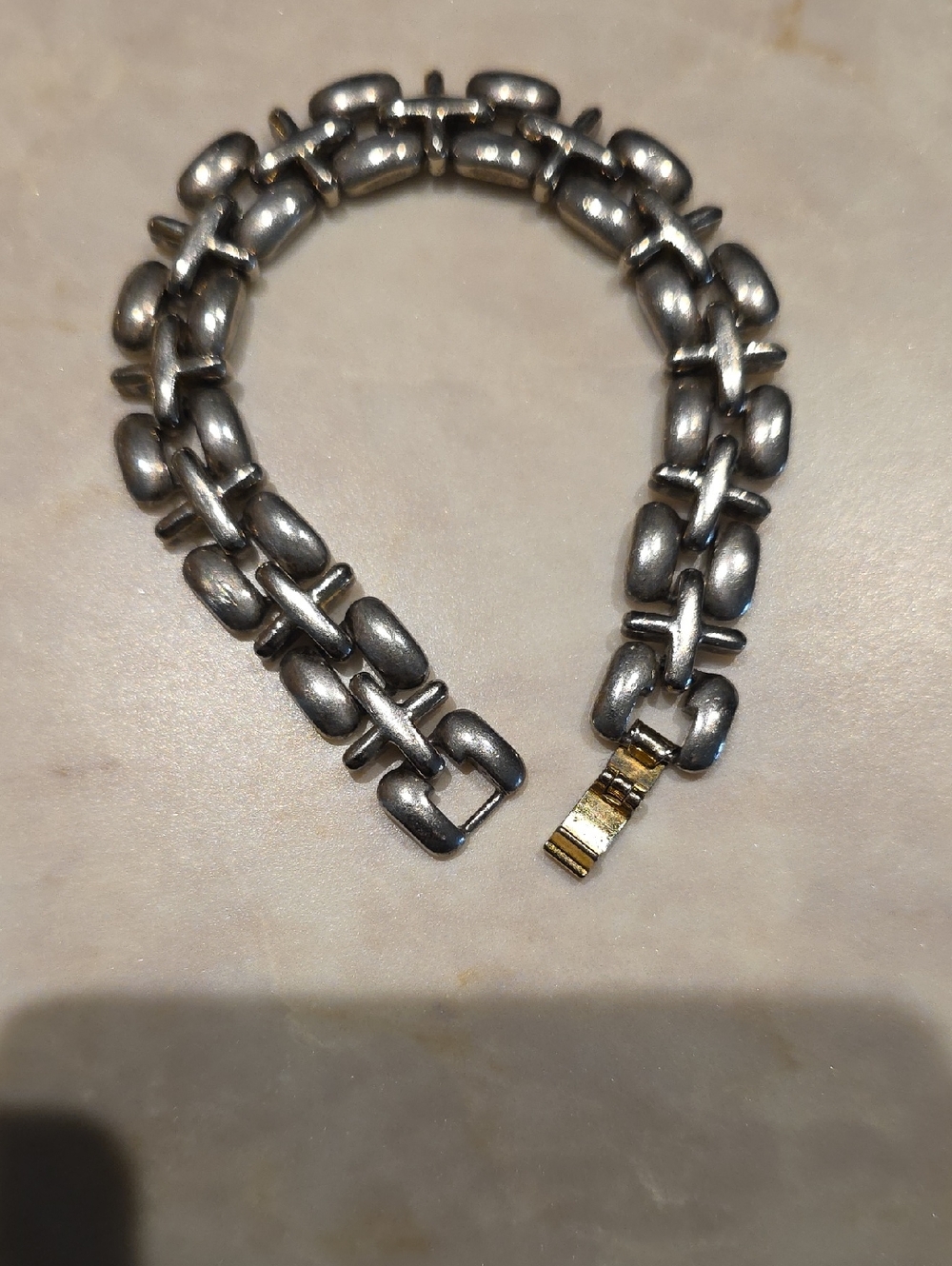 Vintage LCI Chunky Two-Tone Link Bracelet - Silver & Gold Accent 7.25"